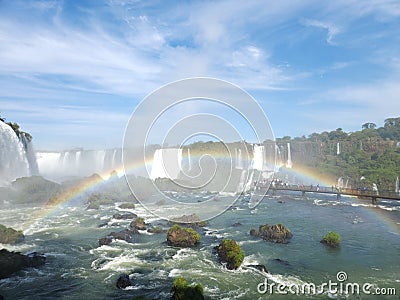 Almost Tangible Rainbow Arc at Iguaçu Falls Stock Photo