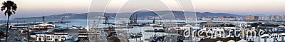 Tangier, Morocco. 22nd July 2013. Panoramic view of the port of Tangier Morocco and city skyline at dusk Editorial Stock Photo