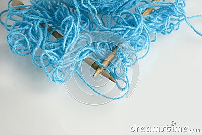 Tangled Blue Yarn Stock Photo