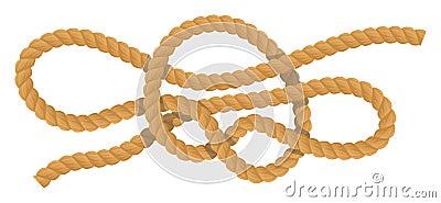Tangled brown rope knots complexity problemsolving. Complicated knot rope texture navigation Vector Illustration