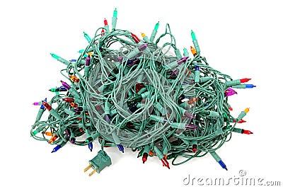 Tangled Christmas Lights Stock Photo