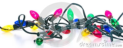 Tangled christmas lights Stock Photo