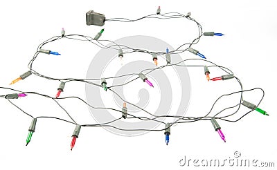 Tangled Christmas lights Stock Photo