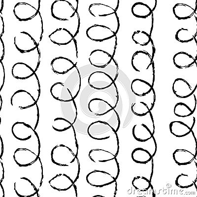 Tangled curved line seamless pattern. Handwritten doodles. Lines and shapes Vector Illustration