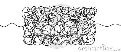 Tangled doodles in the shape of a rectangle. Sketch. Rectangle with threads on the sides Vector Illustration