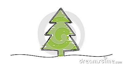 Tangled grungy scribble Christmas Pine Tree banner Vector Illustration