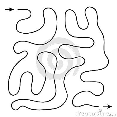 Tangled line labyrinth. Signs of entry, problems, exit Cartoon Illustration