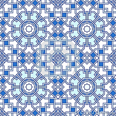 Tangled modern pattern, based on traditional oriental arabic patterns. Seamless vector background. Vector Illustration