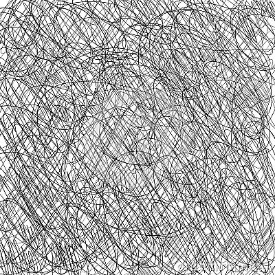 Pen tangled line pattern sketch. Hatched drawing picture. Hand drawn vector. Abstract background. Vector Illustration