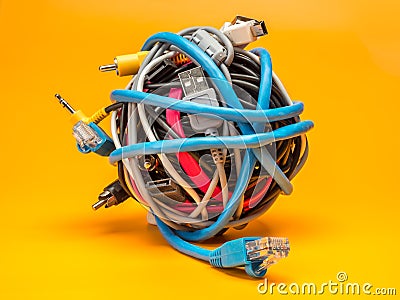 Tangled roll of wires Stock Photo