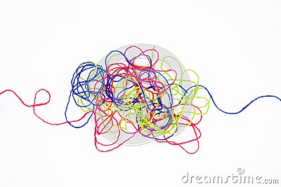 Tangled ropes on white background Stock Photo