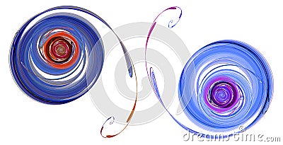 Tangles of blue lines are coiled in a spiral and create a pattern on a white background. Elements of graphic design. 3d Cartoon Illustration