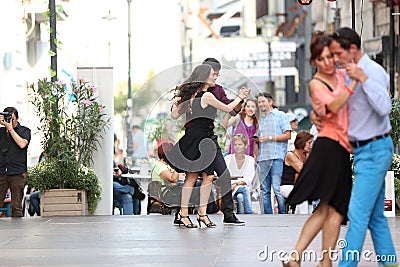 Tango in Bucharest streets Editorial Stock Photo