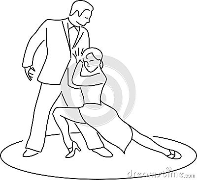 Tango Dancers Cartoon Illustration