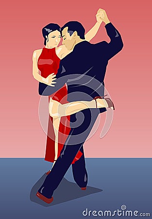 Tango dancers, voleo Stock Photo