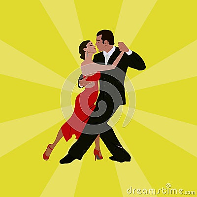 Tango dancing couple man and woman Vector Illustration