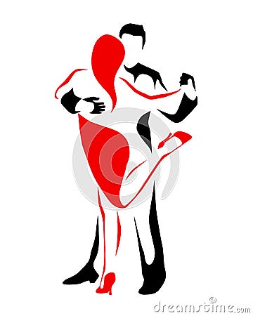 Tango dancing couple man and woman vector illustration, logo, icon for dansing school, party, lessons. Vector Illustration