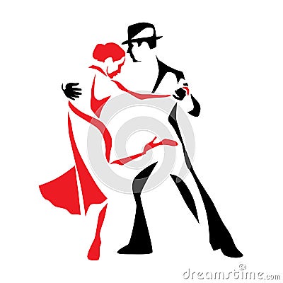 Tango dancing couple man and woman vector illustration, logo, icon Vector Illustration