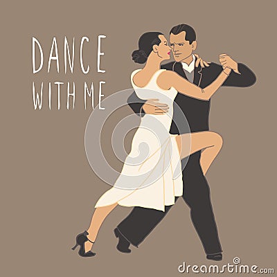 Tango. Dancing couple. People dancing. Dance class Vector Illustration