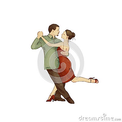 Tango. Dancing man and woman. Dance passion. Isolated on white background Stock Photo