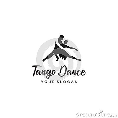 Tango dancing man and woman silhouette logo Stock Photo