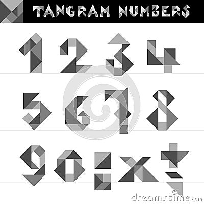 Tangram Numbers Vector Vector Illustration