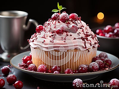 essence of cranberry cupcakes Stock Photo