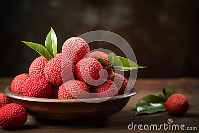 Tangy Lychees mockup. Generate Ai Stock Photo