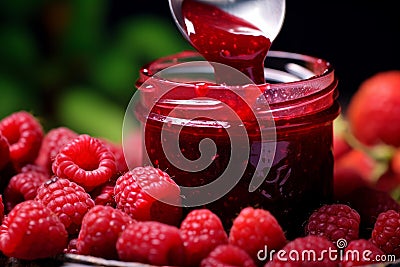 Tangy Raspberry jam. Generate Ai Stock Photo