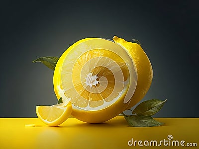 Tangy Tangents: Contemporary Lemon Artwork for a Splash of Boldness Stock Photo