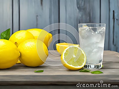 Tangy Temptation: Captivating Lemon Juice on the Table Photo to Refresh Your Senses Stock Photo