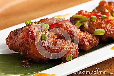 Tangy Thai Spicy Chicken Wings Stock Photo