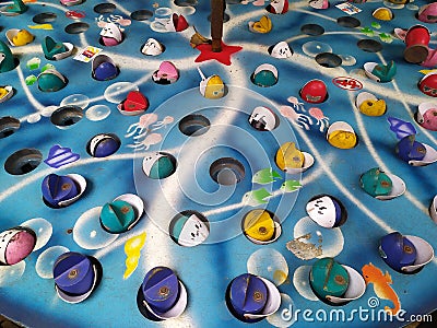 Tanjung Indonesia October 3, 2021, children's fishing game Editorial Stock Photo