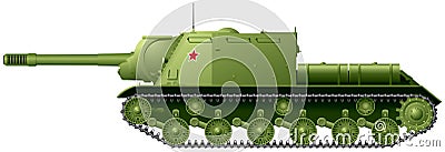 Tank destroyer WW2 ISU-152 nicknamed `beast killer` Vector Illustration