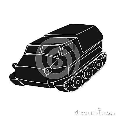 Tank for the marshes. Caterpillar transport of military.Transport single icon in black style vector symbol stock Vector Illustration