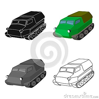 Tank for the marshes. Caterpillar transport of military. Transport single icon in cartoon style vector symbol stock Vector Illustration