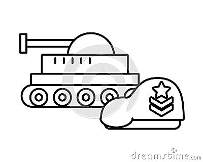 Tank military force with green beret Vector Illustration