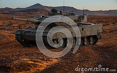 Tank at the military training Stock Photo