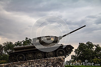 Tank Monument erected to commemorate the 1992 Transnitria civil war in Tiraspol, capital city of the breakaway republic Editorial Stock Photo