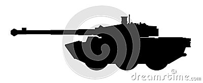 Tank silhouette. AMX10 RC France. Black military battle machine vector icon, modern army transport Vector Illustration