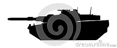 Tank silhouette. Leopard 2A5 1990, Germany. Black military battle machine vector icon, modern army transport Vector Illustration
