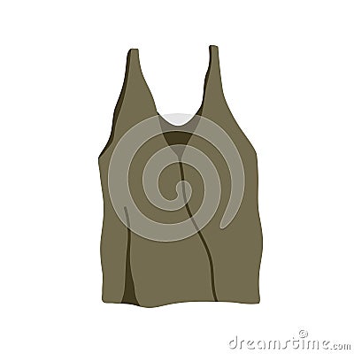 Tank top, sleeveless summer clothes, women garment. Modern loose apparel in trendy fashion style. Deep V-neck wearing Vector Illustration