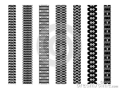 Set of tank track treads brushes Vector Illustration