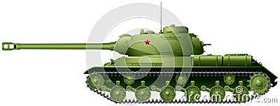 Tank, WWII Soviet heavy tank IS-2 Vector Illustration