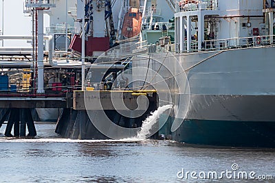 Tanker Discharging Ballast Stock Photo