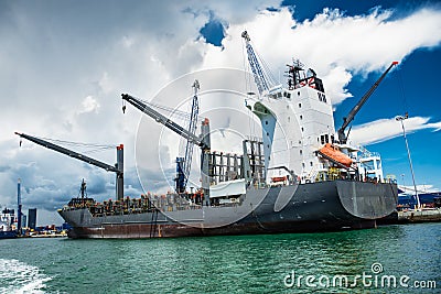 Tanker in the port of Miami for loading and bunkering operation Stock Photo