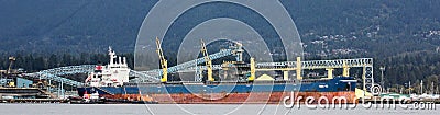 Tanker ship in Vancouver harbour. Editorial Stock Photo