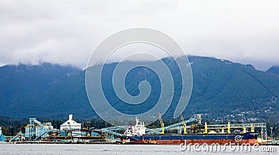 Tanker ship in Vancouver harbour. Editorial Stock Photo