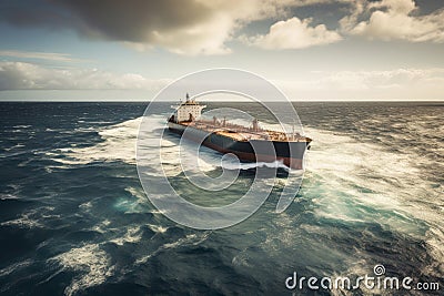 Tanker transporting oil or liquefied gas on the high seas, AI Generated Stock Photo