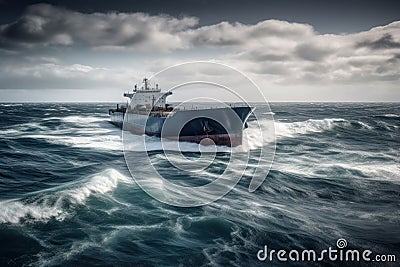 Tanker transporting oil or liquefied gas on the high seas, AI Generated Stock Photo